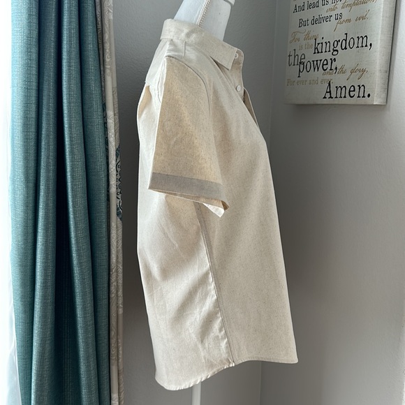 Coofandy Linen Rayon Shirt Button Down Men’s Small Beige lightweight summer - Picture 6 of 7